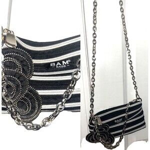 BAM Bags Women’s Vintage Small Bag Made of Zippers Convertible Chain Strap